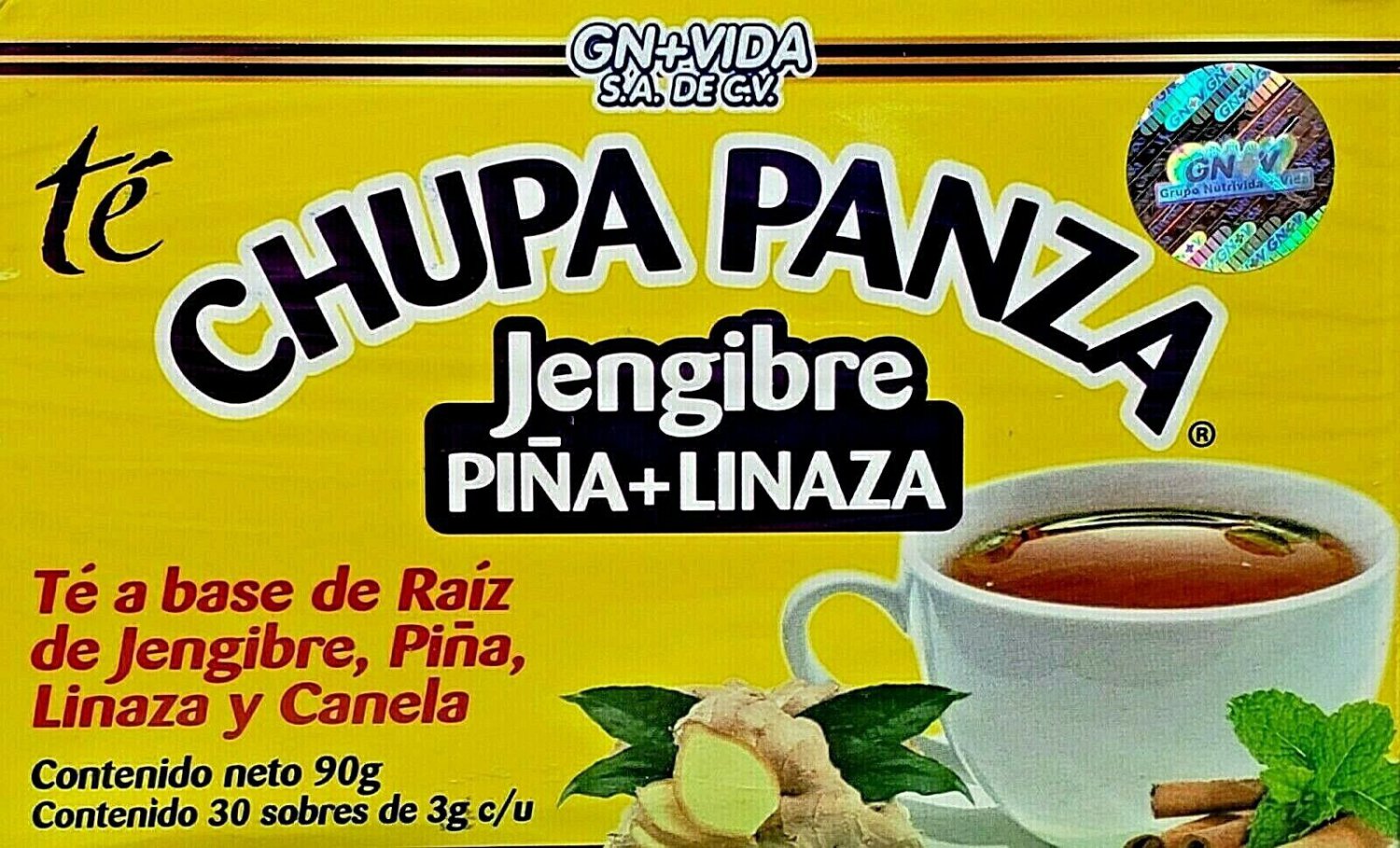 Tea Chupa Panza Te 30 Bags Pinneapple Ginger Jengibre Piña Linaza Canela Gn Vida