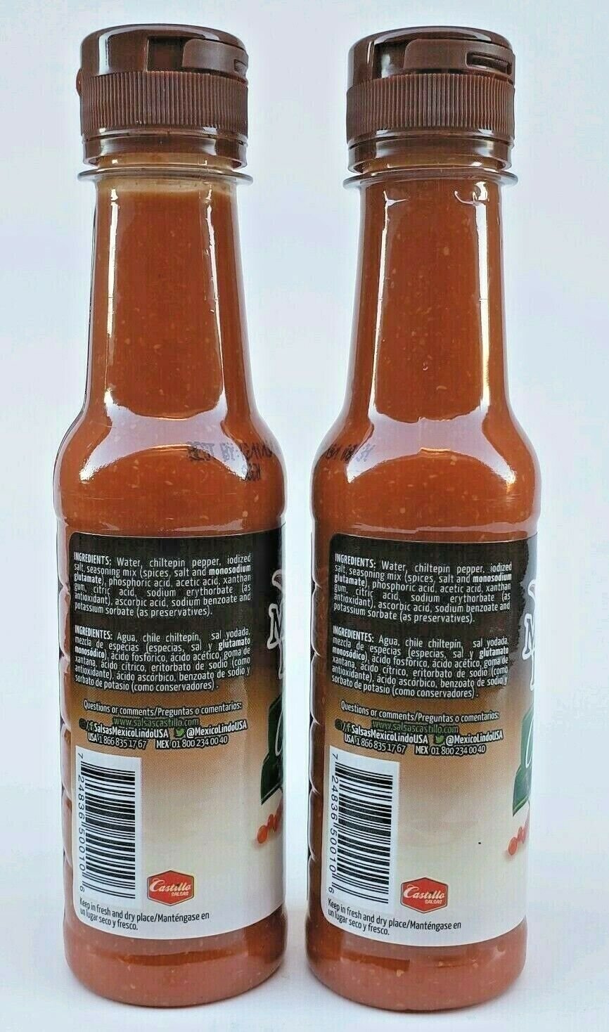 2 SALSAS CHILTEPIN MEXICO LINDO EXTRA HOT MEXICAN HOT SAUCE by Castillo