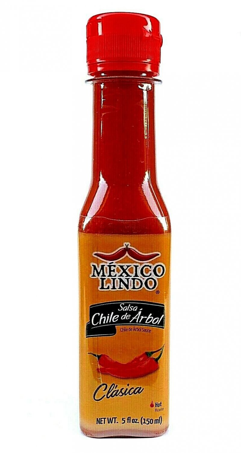 MEXICO LINDO SALSA CHILE DE ARBOL Hot Sauce 150 ml. Authentic Made in Mexico