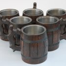 Set of 6 Handmade Wooden Beer Mug of Wood Eco Friendly Great Gift Ideas
