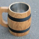 Large Beer Mug with Metal Inside Made of Wood Eco Friendly