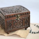Hand Carved Wooden Jewelry Trinket Box Keepsake Storage Organizer