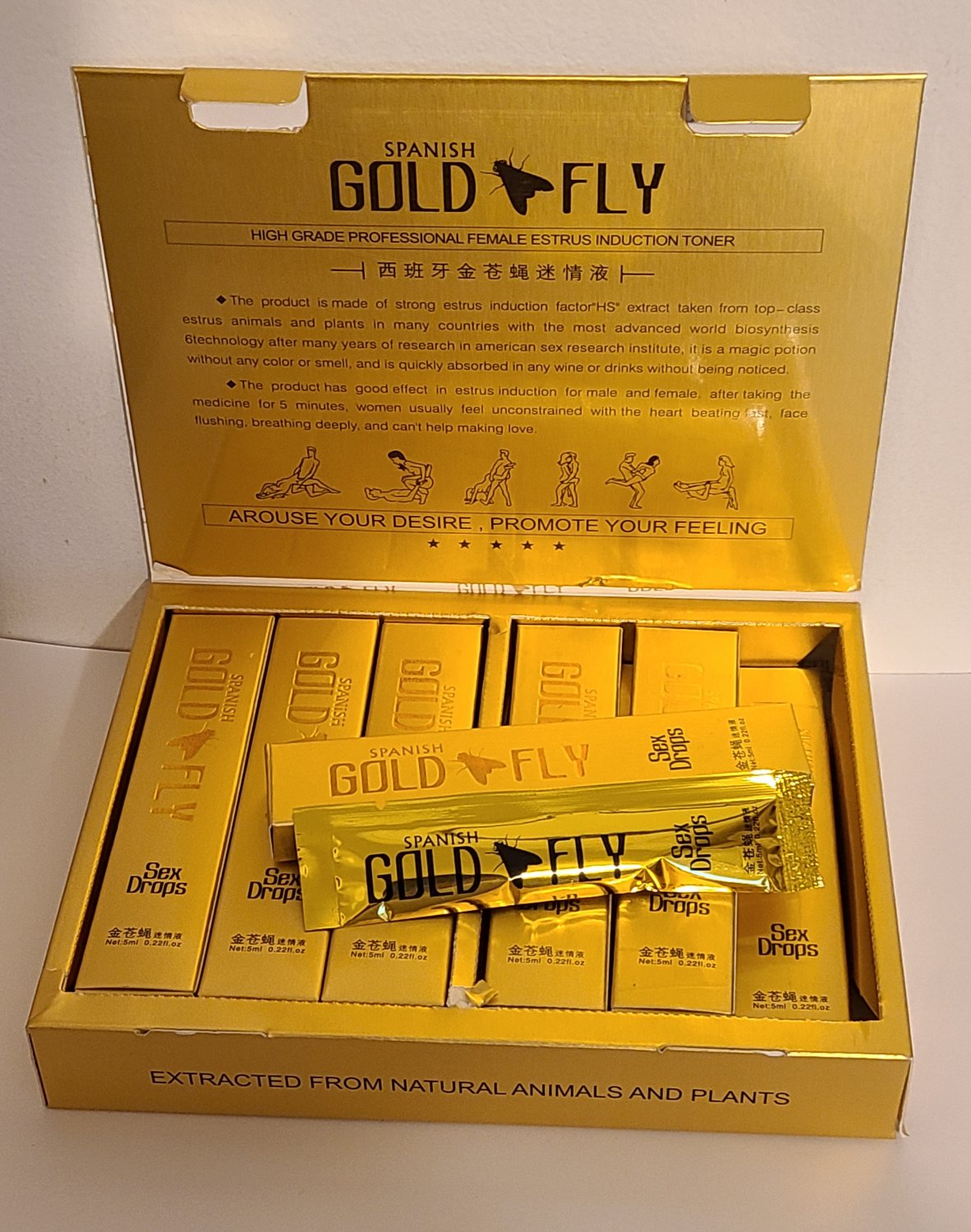 1 Box -12 Tubes Spanish Gold Fly Women Sex Drops Liquid Sex Booster