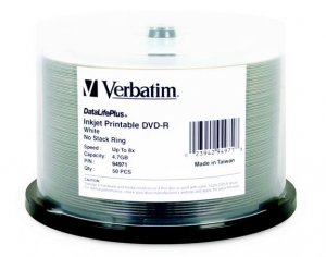   50 DVD-R 4.7GB 8X DataLifePlus White Inkjet Printable