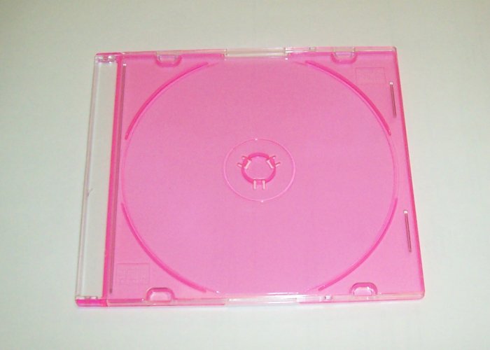 100 5.2mm SLIM CD JEWEL CASES W/ PINK TRAY- PSC16PNK