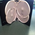 50 QUAD (4) DVD CASES, BLACK WITH 2 WHITE SWING TRAYS