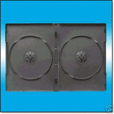 100 BLACK DOUBLE DVD CASES - CLIPS ON SPINE - PSD33