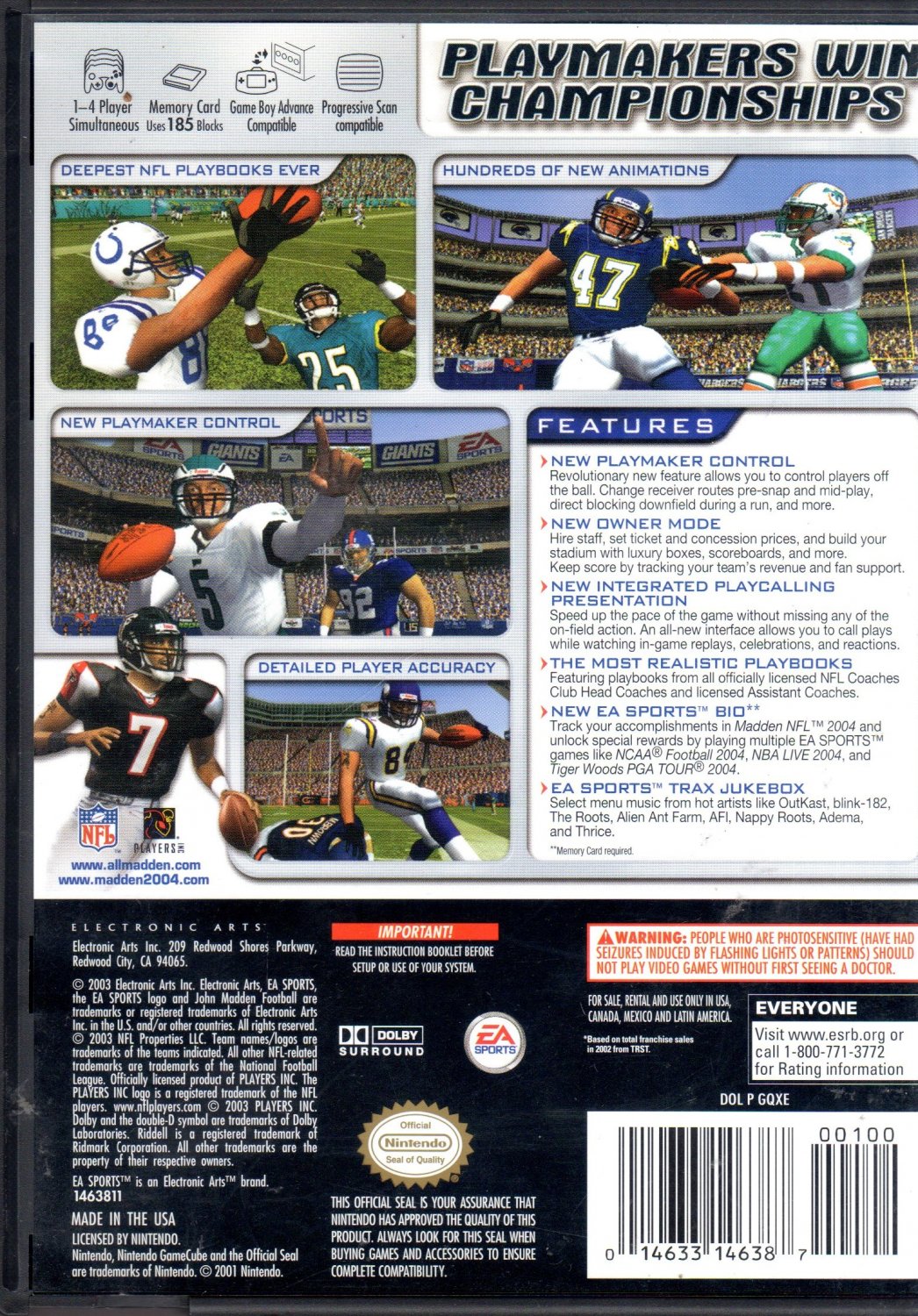 Ea Sports Madden 2004 Gamecube Game