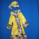 Vintage Barbie 1970 #1459 GREAT COAT Outfit w/Hat Yellow Coat With Fur
