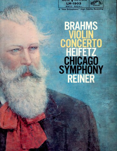 Brahms Violin Concerto Heihetz Chicago Synphony Reiner - RCA Victor LP Record