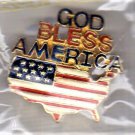 God Bless America USA Map Stars Stripes Flag Pattern Enamel Patriotic Pin Brooch
