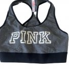 PINK BY VICTORIAS SECRET GRAY UNPADDED RACERBACK SPORTS BRA SIZE M
