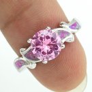 Luxury Shining Pink Fire Opalist Pink Cz Silver Ring 6 7 8 9 10