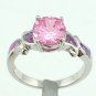 Luxury Shining Pink Fire Opalist Pink Cz Silver Ring 6 7 8 9 10