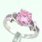 Luxury Shining Pink Fire Opalist Pink Cz Silver Ring 6 7 8 9 10