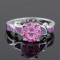 Luxury Shining Pink Fire Opalist Pink Cz Silver Ring 6 7 8 9 10