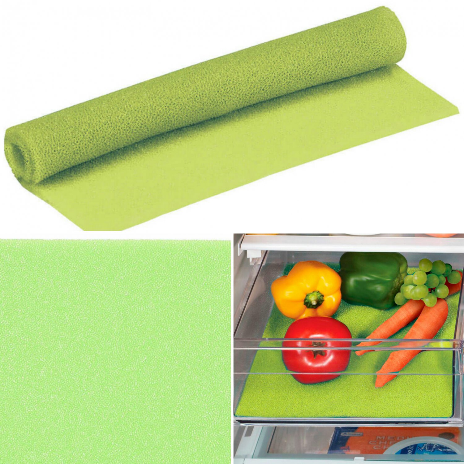 Lime Green Refrigerator Bin Liners Set of 4 for Fresh Fruits & Veggies