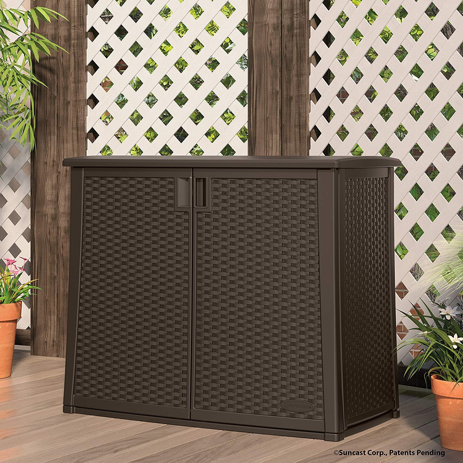 40Inch Outdoor Resin Wicker Storage Brown
