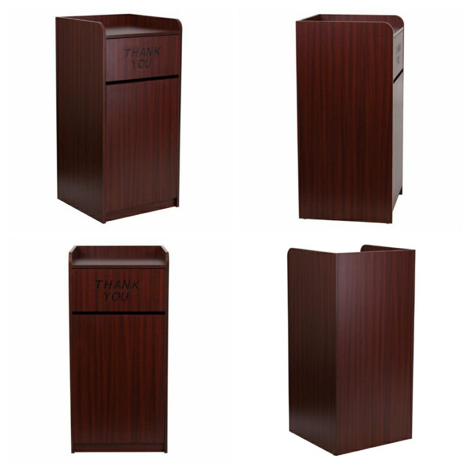 Commercial Trash Can Receptacle Tray Shelf 36 Gallon Mahogany