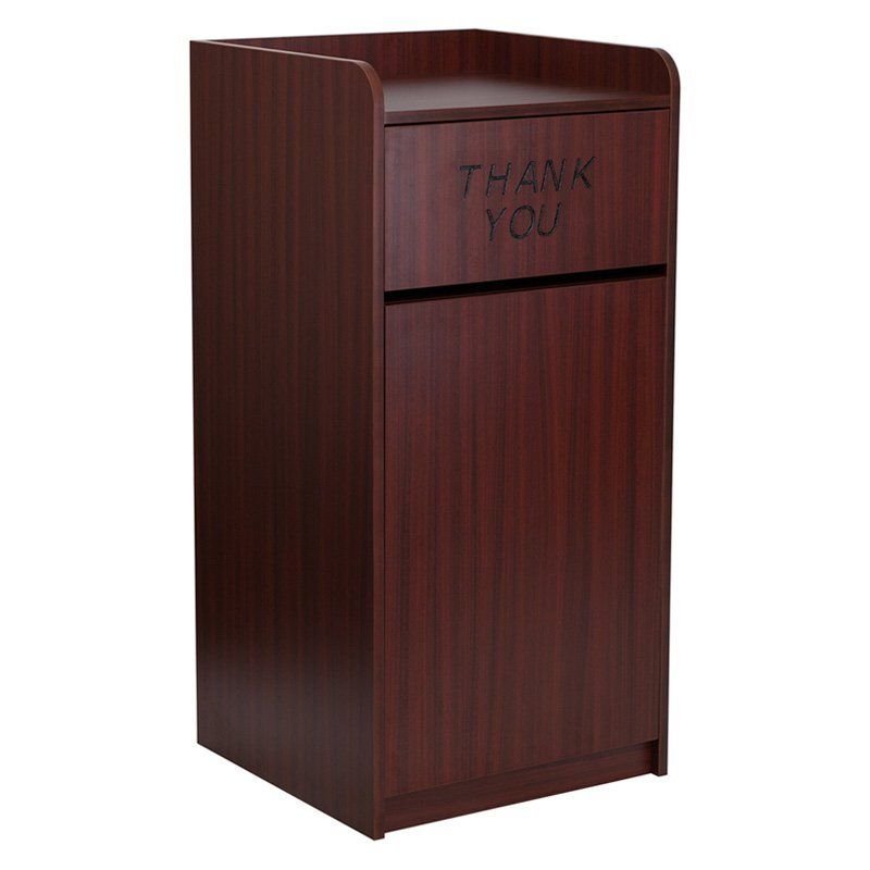 Commercial Trash Can Receptacle Tray Shelf 36 Gallon Mahogany