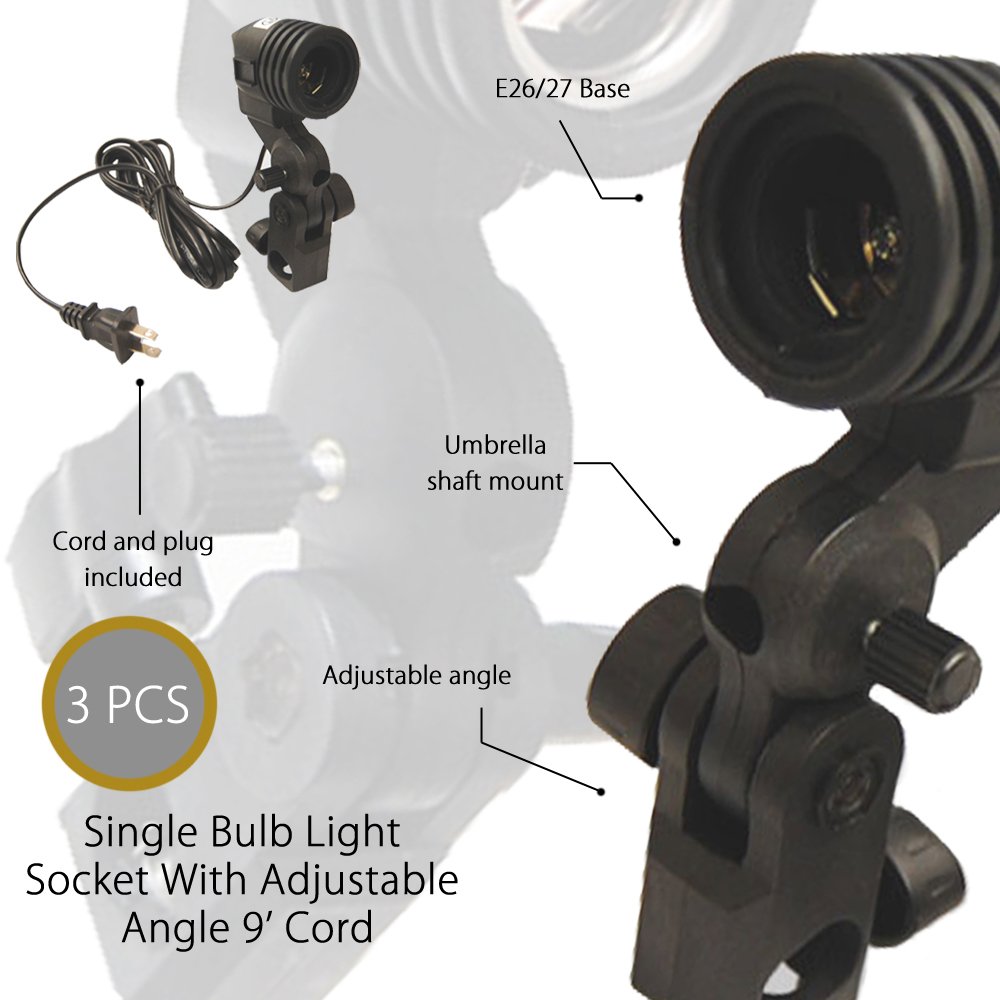 Triple Source Umbrella Continuous Lighting Kit with Backdrop Support