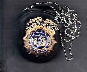 NYPD-Style Commissioner Badge Cut-Out Neck Hanger w/Chain (Badge Not Included)