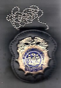 NYPD-Style Inspector Badge Cut-Out Neck Hanger with Chain (Badge Not Included)