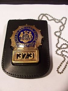 NYPD-Detective-Style Cut-Out Shield & ID Neck Holder w/chain (Badge Not Included