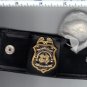 Leather Key Fob Wallet with an antique Federal Reserve Officer Mini Badge inside
