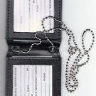 Dual ID Window Leather Neck Hanger with beaded chain Dual ID Window Leather Neck Hanger with beaded chain