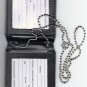 Dual ID Window Leather Neck Hanger with beaded chain
