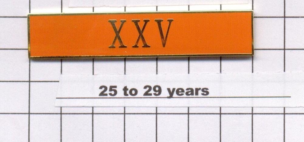 Sheriff's Dept 25-29 Year Longevity Bar (XXV) Citation Bar - pin back - Orange