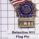 Detective 911/American Flag -  World Trade Center Memorial Pin