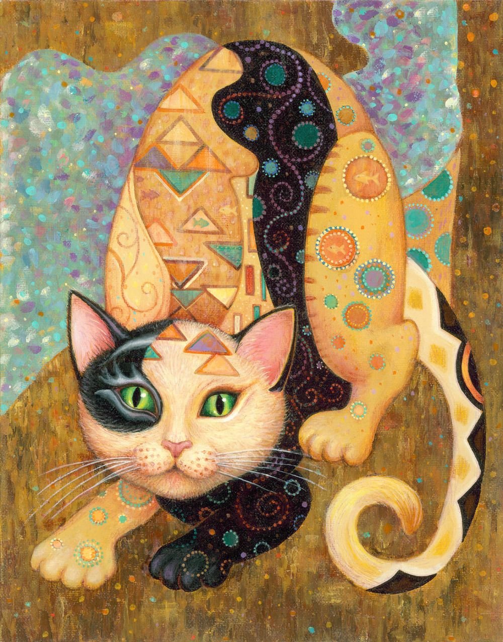 Cat painting. Марджори Сарнат. Марджори Сарнат котики. Художник Marjorie Sarnat. Густав климт с котом.