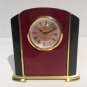 MARCO QUARTZ TIME CLOCK, ROSEWOOD COLOR GOLD BRASS SHELF DESK MANTEL DESK CLOCK
