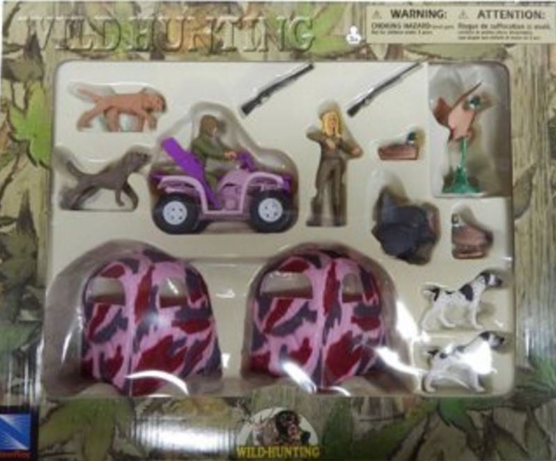 NIB New Ray WILD HUNTING PLAY SET 2 girls dogs ATV blinds turkey duck guns + NEW
