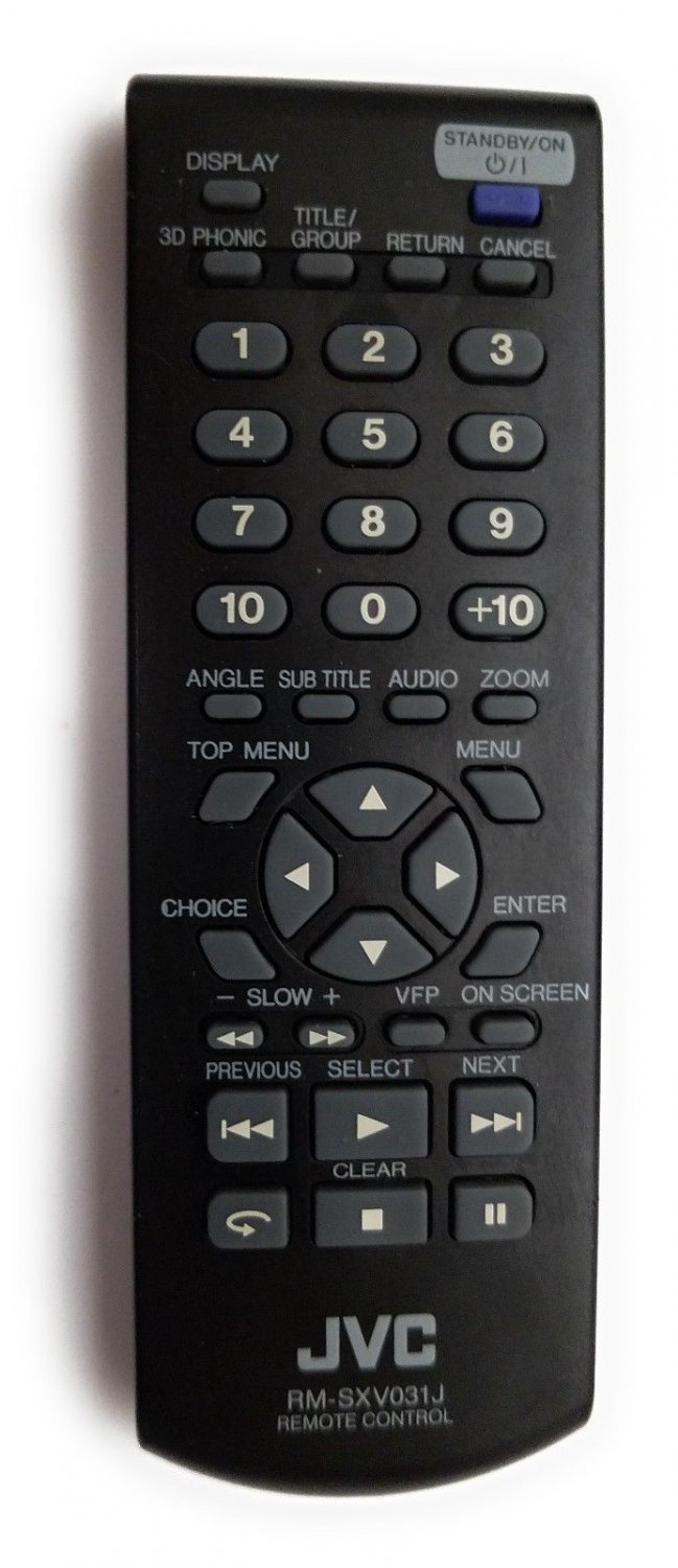 JVC RM-SXV031J DVD/ TV Remote Control XV-N3, XV-N30, XV-N30BK, XV-N33SL, XV-N3SL