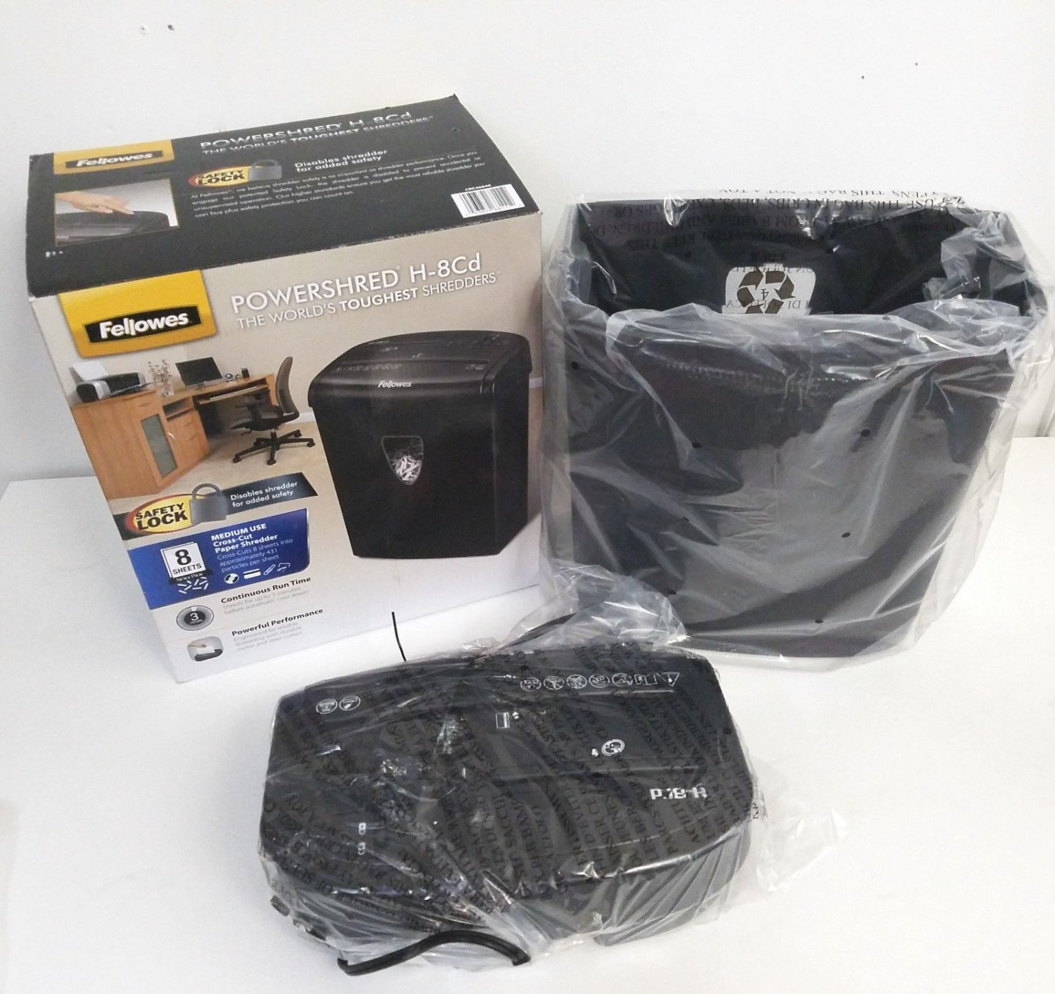 Fellowes Powershred H-8Cd Cross-Cut Personal Shredder with Safety Lock