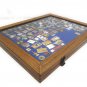 Assorted 1980 & 1984 Olympic Enamel Pin Collection With Oak Glass Display Lot