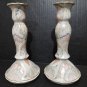 Andrea by Sadek Gold Trim Ceramic Candle Holders 9" Tall - Beautiful Pair