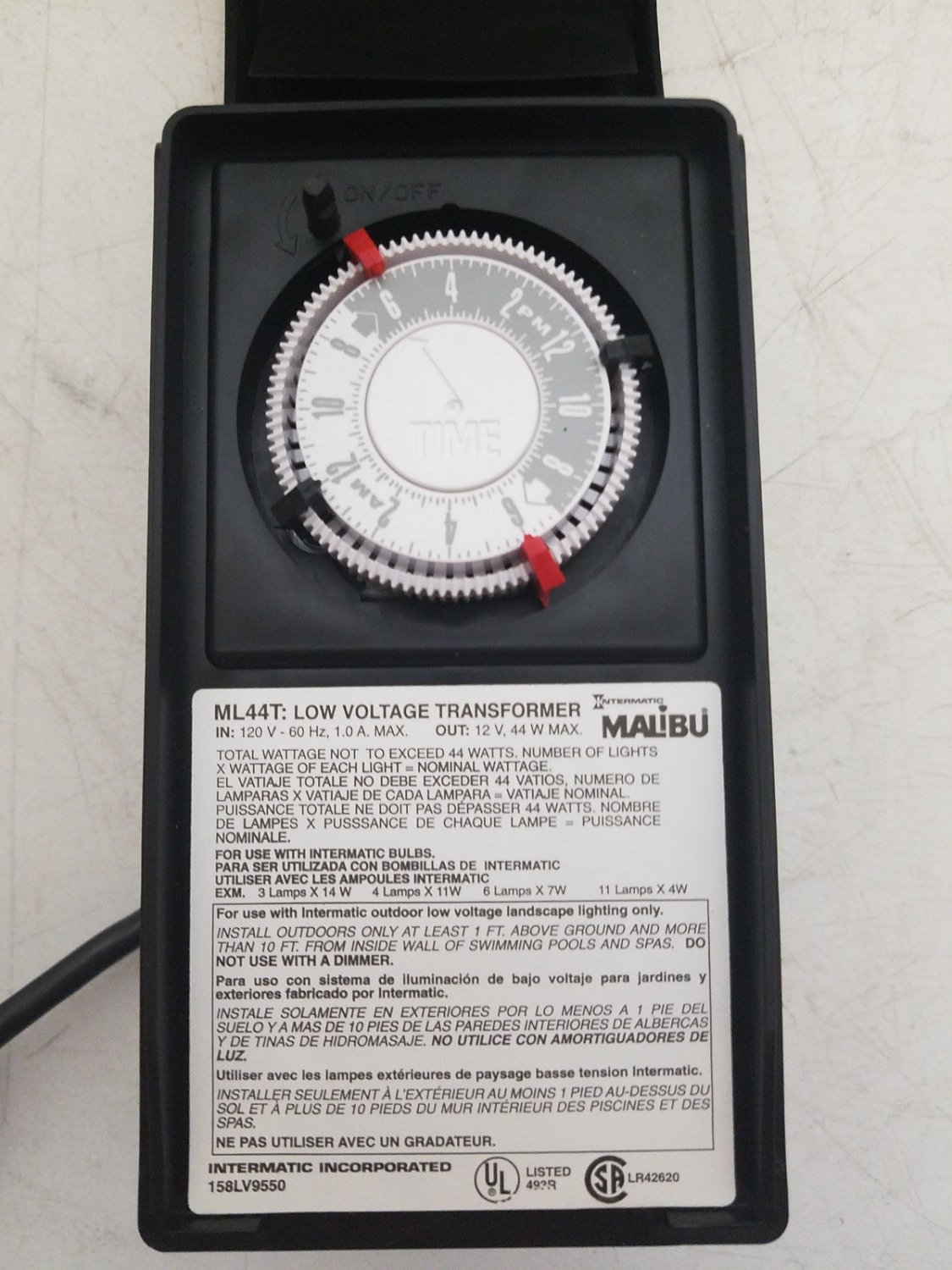 MALIBU Intermatic ML44T 44 Watt Low Voltage Lighting Transformer/Timer