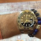Namaste Jewelry Lapiz Lazuli Blue & Lava Stone Gold Buddha Head  Free Bracelet