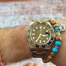 Namaste Jewelry Turquoise Wood Stone Buddah Hand Evil Eye Energy Free Bracelet