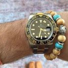 Namaste Jewelry Beaded Buddha Head Torque Meditation Mala OM Wood FREE Bracelet