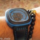 Namaste Jewelry Skull Black Agate Stone Bead with Yoga Gold Ball Bracelet Watch