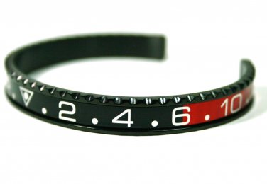 SpeedOMeter Style Black IP CUFF BRACELET, RED BLACK Coke GMT Bezel Bangle Gifts