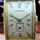 Vintage Early Longines 14k Gold Large Men's Antique Rectangular Second 9L Watch