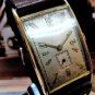 Vintage Early Longines 14k Gold Large Men's Antique Rectangular Second 9L Watch