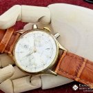 Vintage DUX Chronograph Landeron 189 Gold Color Watch 35.50 MM Roulette Date