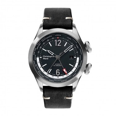 New Christopher Ward C8 UTC WorldTimer (GMT) Automatic Watch World Time 44MM BLK